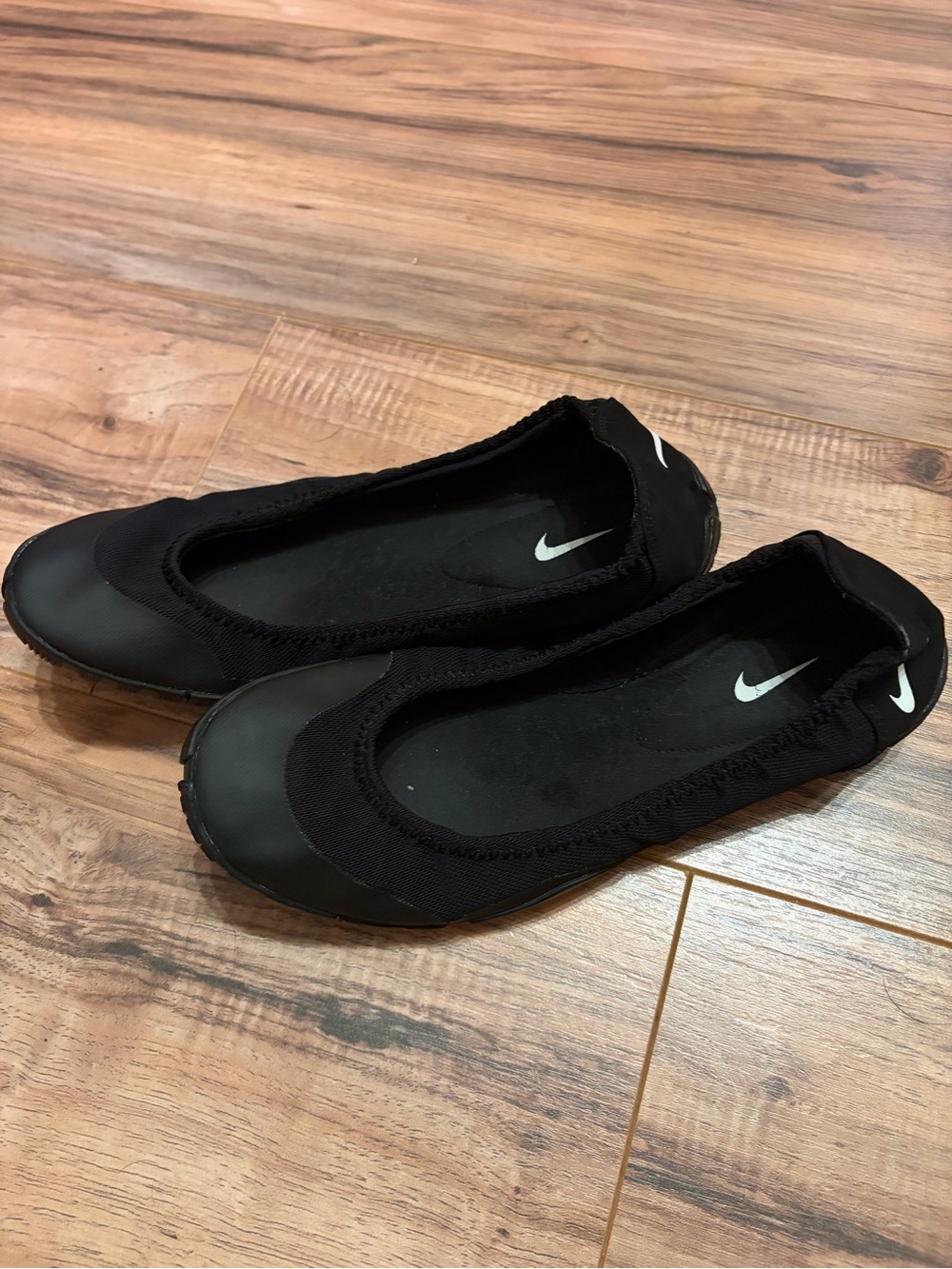 Nike Black Women’s Slip-On Ballet Flats with White Swoosh